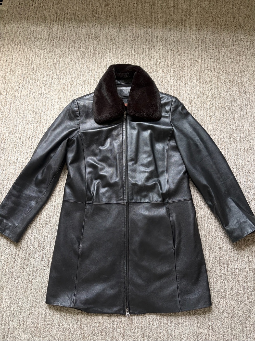 Vintage 90s Danier Black Leather Jacket | Detachable Faux Fur Hood & Lining